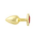 Korek Analny Stalowy Złoty Rozmiar S Kryształ Czerwone Serce