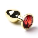 Korek Analny Stalowy Złoty Rozmiar S Kryształ Czerwony