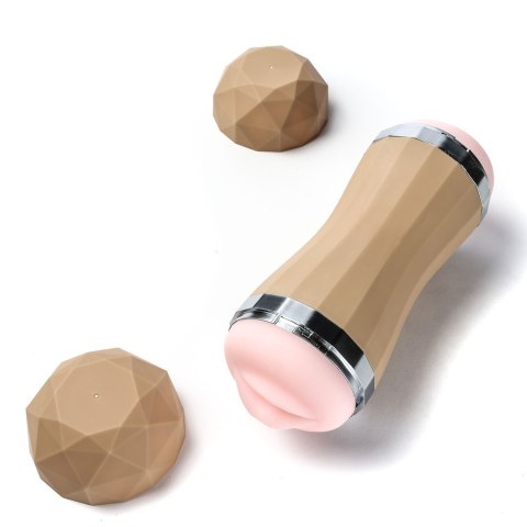 Masturbator Dwustonny Końce Wagina Usta Beżowy