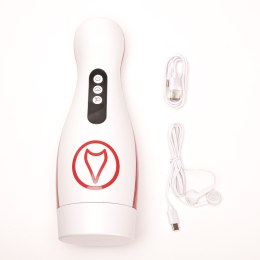 Masturbator Z Wibracją Ssaniem Cyberskóra Ładowany Usb Biały