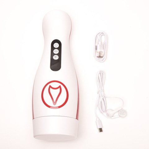 Masturbator Z Wibracją Ssaniem Cyberskóra Ładowany Usb Biały