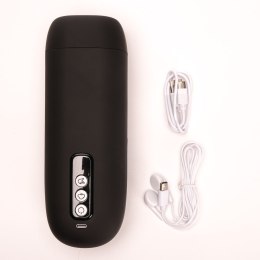 Masturbator Z Wibracją Ssaniem Cyberskóra Ładowany Usb Czarny