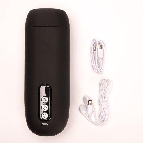 Masturbator Z Wibracją Ssaniem Cyberskóra Ładowany Usb Czarny