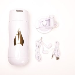 Masturbator Z Wibracją Wagina Cyberskóra Ładowany Usb Biały