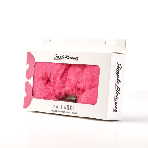 Kajdanki Erotyczne Metalowe Z Futerkiem Ciemno Różowe