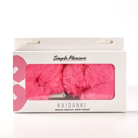 Kajdanki Erotyczne Metalowe Z Futerkiem Ciemno Różowe