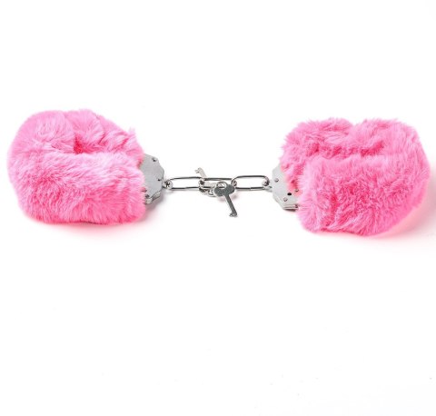 Kajdanki Erotyczne Metalowe Z Futerkiem Ciemno Różowe
