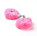 Kajdanki Erotyczne Metalowe Z Futerkiem Ciemno Różowe