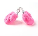 Kajdanki Erotyczne Metalowe Z Futerkiem Ciemno Różowe