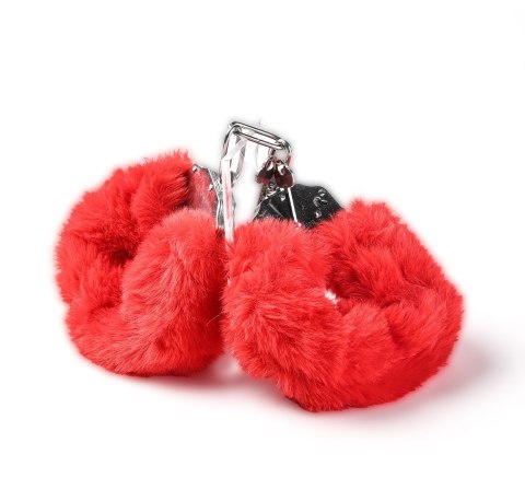 Kajdanki Erotyczne Metalowe Z Futerkiem Czerwone
