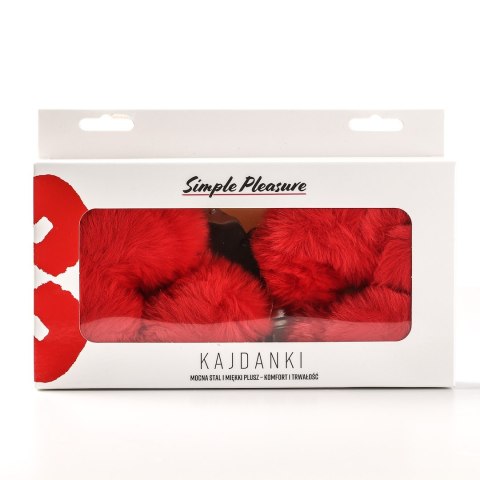 Kajdanki Erotyczne Metalowe Z Futerkiem Czerwone
