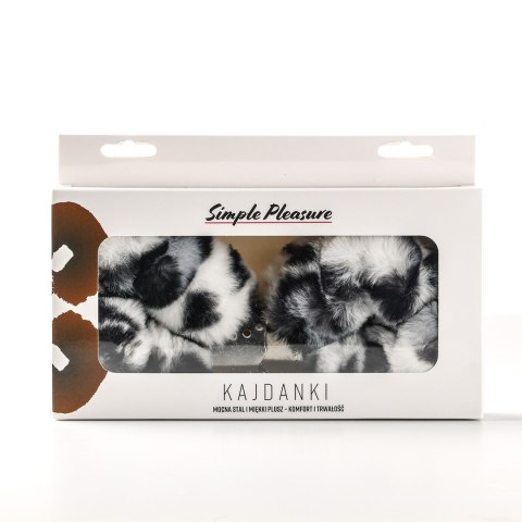 Kajdanki Erotyczne Metalowe z Futerkiem Panterka Biało Czarne