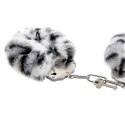 Kajdanki Erotyczne Metalowe z Futerkiem Panterka Biało Czarne