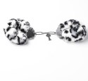 Kajdanki Erotyczne Metalowe z Futerkiem Panterka Biało Czarne
