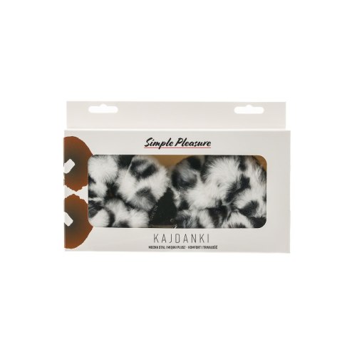 Kajdanki Erotyczne Metalowe z Futerkiem Panterka Biało Czarne