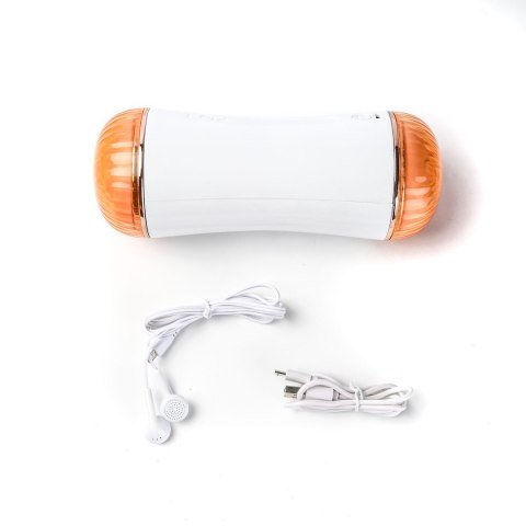 Masturbator Z Wibracją Dwustronny Wagina Anus Cyberskóra Ładowany Usb Biały