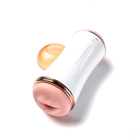 Masturbator Z Wibracją Dwustronny Wagina Anus Cyberskóra Ładowany Usb Biały