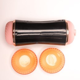 Masturbator Z Wibracją Dwustronny Wagina Anus Cyberskóra Ładowany Usb Czarny