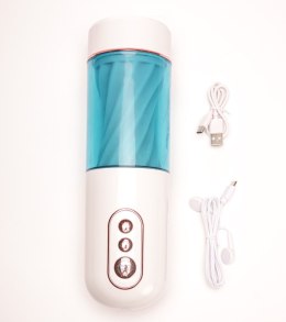 Masturbator Z Wibracją Ssaniem Cyberskóra Ładowany Usb Biały