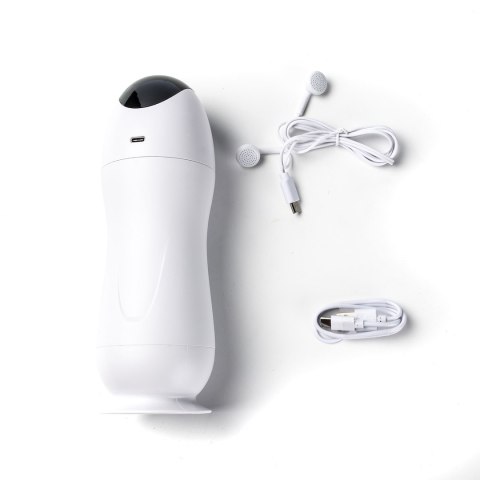 Masturbator Z Wibracją Wagina Cyberskóra Ładowany Usb Biały