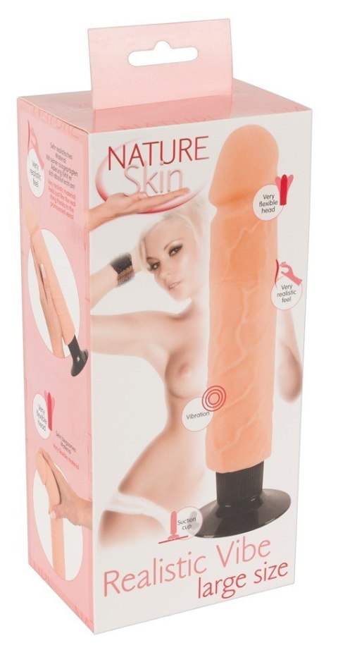 WIBRATOR NATURAL PENIS DILDO PRZYSSAWKA DUŻY 26CM