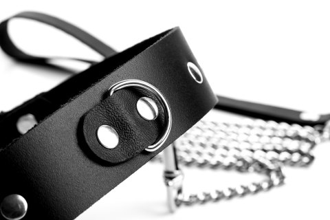 SKÓRZANA OBROŻA SMYCZ ŁAŃCUSZEK 115 CM ZESTAW