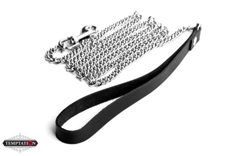 SMYCZ SKÓRZANA RĄCZKA ŁAŃCUSZEK DO OBROŻY 115 CM