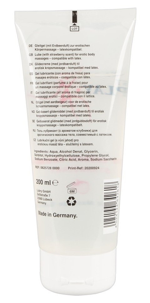 ŻEL LUBRYKANT MASAŻ TRUSKAWKOWY JUST PLAY 200 ML