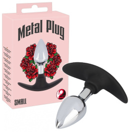 KOREK ANAL SEX METALOWY SILIKONOWA KOŃCÓWKA 8,9 CM