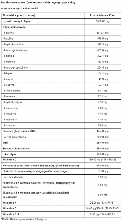 PHARMOVIT STAWY CHRZĄSTKI MIĘŚNIE KOLAGEN 500 ML PHARMOVIT STAWY CHRZĄSTKI MIĘŚNIE KOLAGEN 500 ML