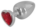 KOREK ANAL SEX CZERWONY KRYSZTAŁ 9,4 CM ALUMINIOWY