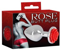 KOREK ANAL SEX CZERWONA RÓŻA 9 CM ALUMINIOWY