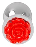 KOREK ANAL SEX CZERWONA RÓŻA 9 CM ALUMINIOWY
