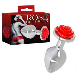 KOREK ANAL SEX CZERWONA RÓŻA 9 CM ALUMINIOWY