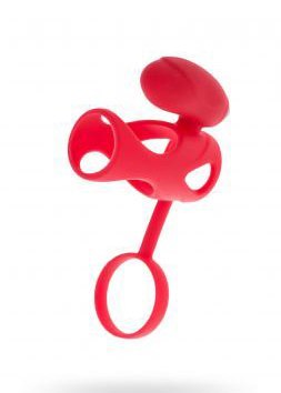 Pierścień-Black&Red Vibrating sleeve with bullet