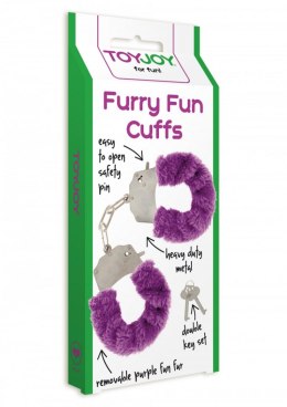 KAJDANKI EROTYCZNE METALOWE KLUCZYK FUTERKO BDSM KAJDANKI-FURRY FUN CUFFS PURPLE PLUSH