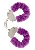 KAJDANKI EROTYCZNE METALOWE KLUCZYK FUTERKO BDSM KAJDANKI-FURRY FUN CUFFS PURPLE PLUSH