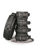 SOLIDNE KAJDANKI KRĘPOWANIE MOCNY SEX BDSM GADŻET KAJDANKI-FETISH SET WITH COLLAR, ANKLE- AND WRIST CUFFS