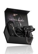 SOLIDNE KAJDANKI KRĘPOWANIE MOCNY SEX BDSM GADŻET KAJDANKI-FETISH SET WITH COLLAR, ANKLE- AND WRIST CUFFS