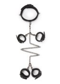 SOLIDNE KAJDANKI KRĘPOWANIE MOCNY SEX BDSM GADŻET KAJDANKI-FETISH SET WITH COLLAR, ANKLE- AND WRIST CUFFS
