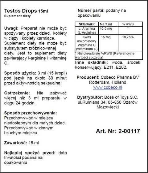 SUPL.DIETY-TESTOS DROPS (15ML) SUPL.DIETY-TESTOS DROPS (15ML)