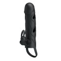 PRZEDŁUŻKA NA PENISA DUŻA GRUBA NAKŁADKA POSZERZA PRETTY LOVE - PENIS SLEEVE WITH BALL STRAP VIBRATION BLACK