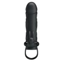 PRZEDŁUŻKA NA PENISA DUŻA GRUBA NAKŁADKA POSZERZA PRETTY LOVE - PENIS SLEEVE WITH BALL STRAP VIBRATION BLACK