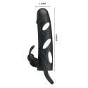 PRZEDŁUŻKA NA PENISA DUŻA GRUBA NAKŁADKA POSZERZA PRETTY LOVE - PENIS SLEEVE WITH BALL STRAP VIBRATION BLACK