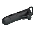 PRZEDŁUŻKA NA PENISA DUŻA GRUBA NAKŁADKA POSZERZA PRETTY LOVE - PENIS SLEEVE WITH BALL STRAP VIBRATION BLACK