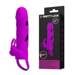 PRZEDŁUŻKA NA PENISA DUŻA GRUBA NAKŁADKA POSZERZA PRETTY LOVE - PENIS SLEEVE WITH BALL STRAP VIBRATION PURPLE