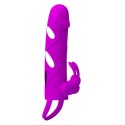 PRZEDŁUŻKA NA PENISA DUŻA GRUBA NAKŁADKA POSZERZA PRETTY LOVE - PENIS SLEEVE WITH BALL STRAP VIBRATION PURPLE
