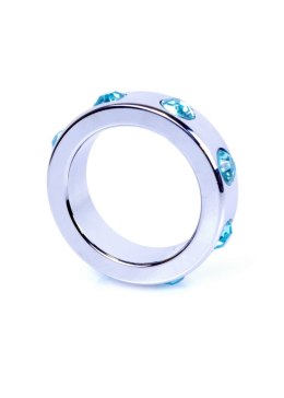 PIERŚCIEŃ-METAL COCK RING WITH LIGHT BLUE DIAMONDS MEDIUM