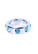 PIERŚCIEŃ-METAL COCK RING WITH LIGHT BLUE DIAMONDS MEDIUM