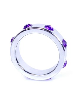 PIERŚCIEŃ-METAL COCK RING WITH PURPLE DIAMONDS LARGE